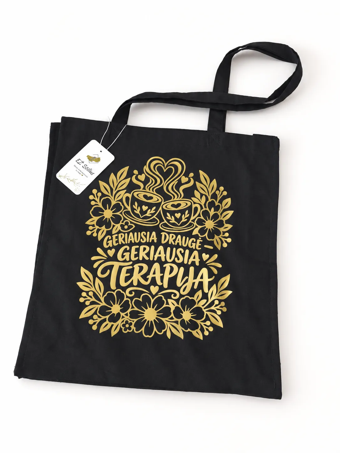 Medvilninis krepšys draugei „Geriausia draugė – geriausia terapija“ - Image 2