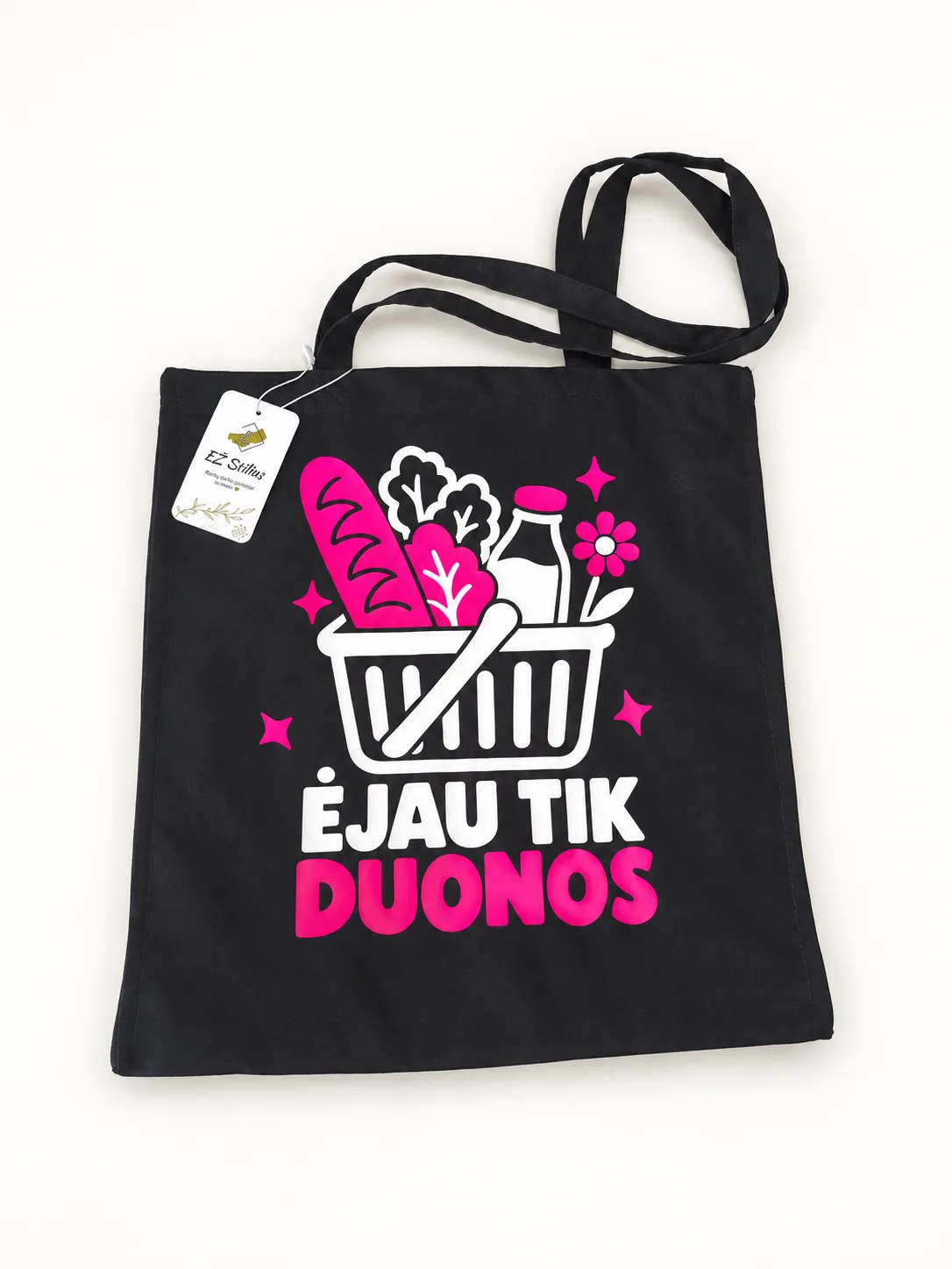Medvilninis pirkinių krepšys „Ėjau tik duonos“ - Image 2